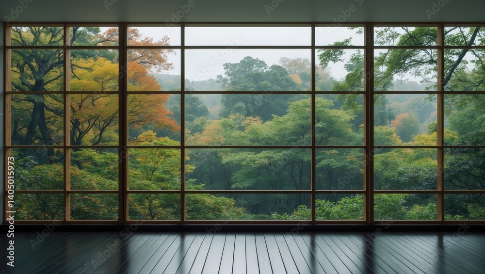 Fototapeta premium spacious wooden windows in apartment