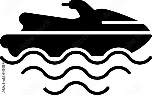 Ski Jet Vector Icon Stock Illustration