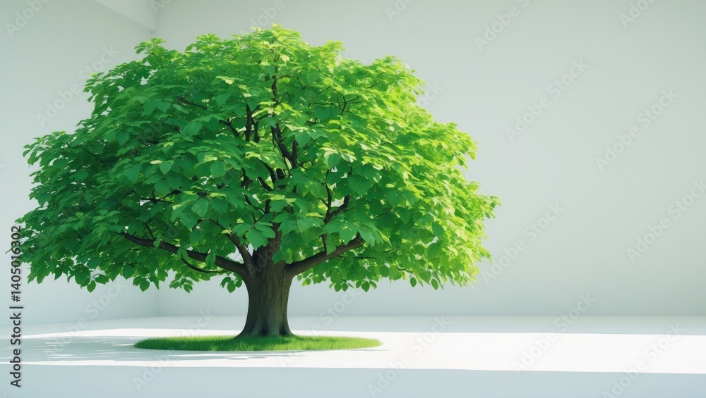 Fototapeta premium big green tree set against a white background