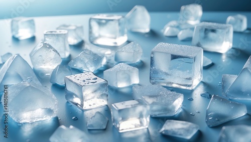 Transparent ice cubes on a backdrop