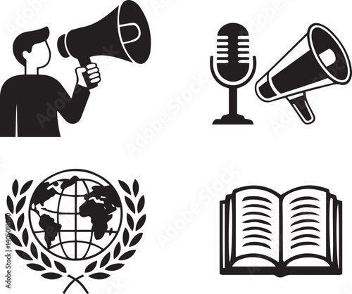 Communication, announcement, information, and learning concept