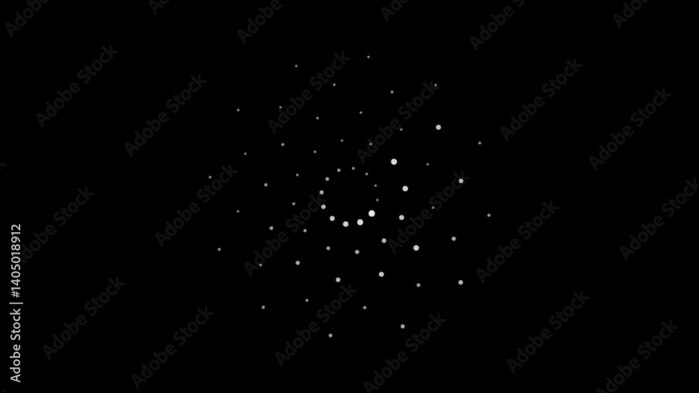 Pulsing radial array of flickering white dots that expand and contract in circular patterns creating breathing mandala effect