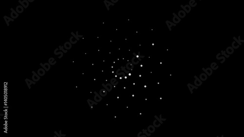 Pulsing radial array of flickering white dots that expand and contract in circular patterns creating breathing mandala effect