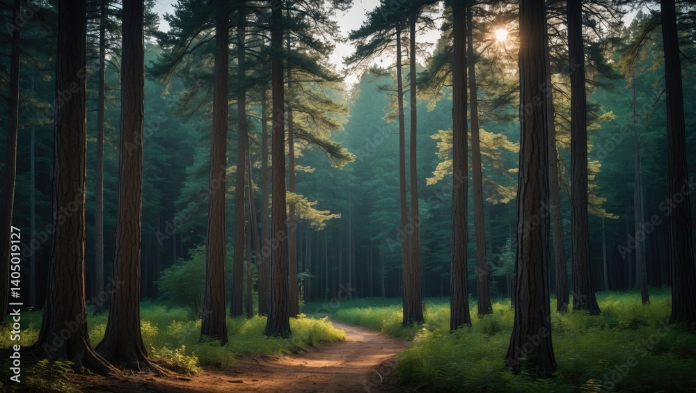 Fototapeta premium Stunning summer woodland featuring various trees
