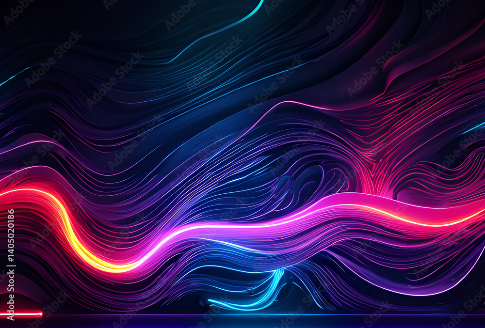 Naklejka premium Rainbow colored waves, different colored waves, purple waves, shining waves, beautiful waves,high quality,generative ai