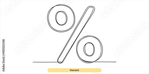 Percent sign continuous single line art drawing sketch on white background