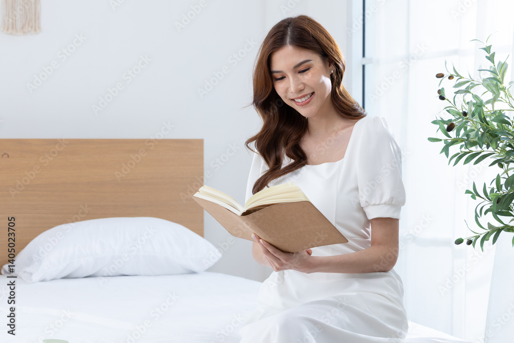 Young woman reading book in peaceful setting Young woman reading book in peaceful setting