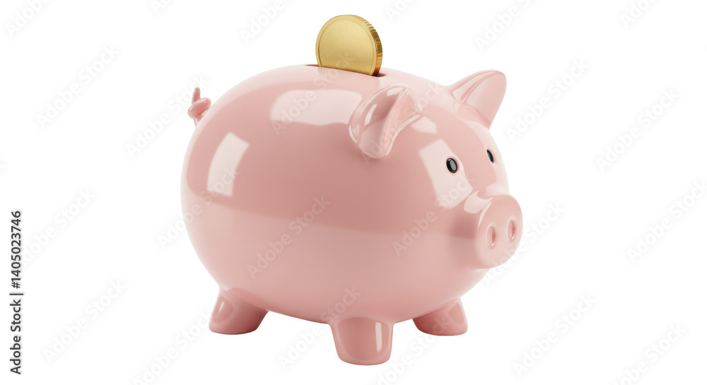 Fototapeta premium Isolated Pink Piggy Bank