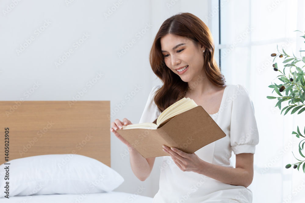 Young woman reading book in peaceful setting Young woman reading book in peaceful setting