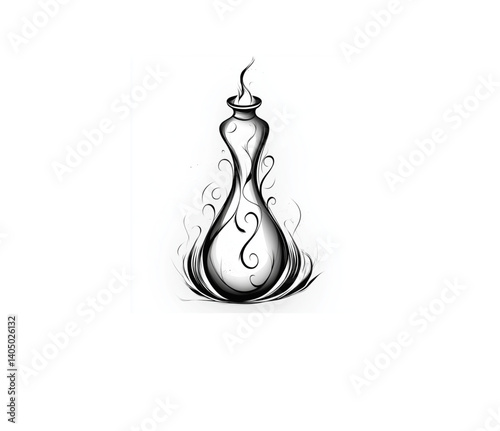 Elegant Vessel with Smoke Top, Decorative and Ethereal, Black and White Design