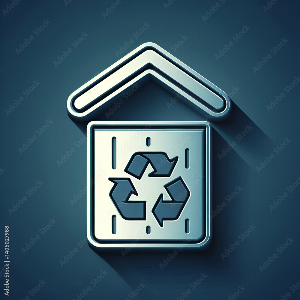 Obraz premium Recycle Bin Icon concept as A vector icon of a recycling bin with the universal recycling symbol promoting waste management. in Photo Stock Concept 