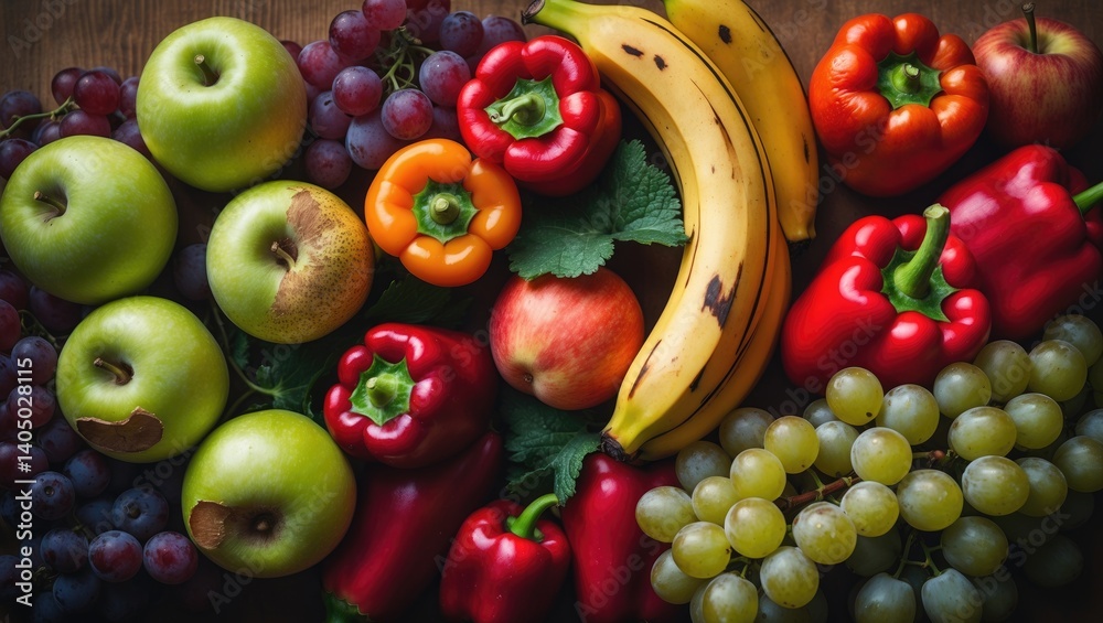 Variety of Organic Fresh Fruits and Vegetables for Healthy Eating and Dieting Variety of Organic Fresh Fruits and Vegetables for Healthy Eating and Dieting