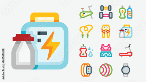 Gym Fitness Workout Weightlifting Color Icons
