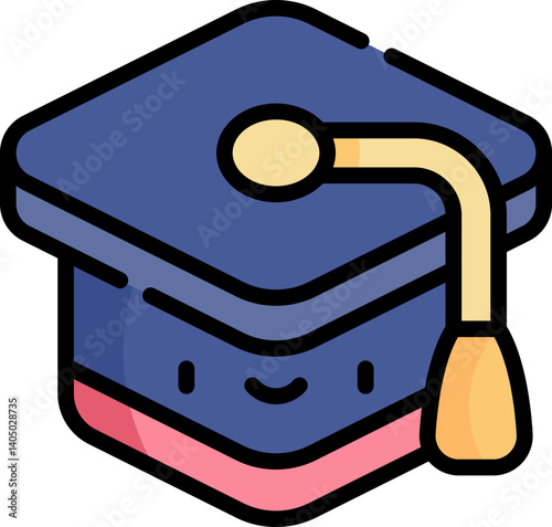 mortarboard Illustration on a white background     