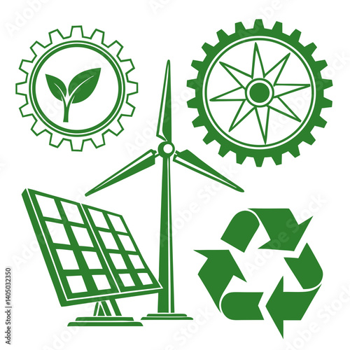 Minimalist Green Tech Vector Graphics for Smart Eco-Friendly Devices