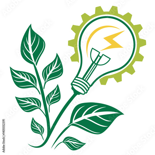 Minimalist Eco Power Vector Graphics for Climate and Energy Solutions