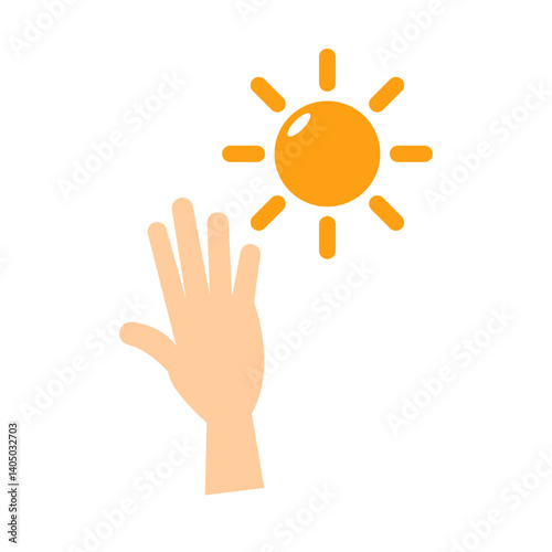 Sun and hand icon. Vector.
