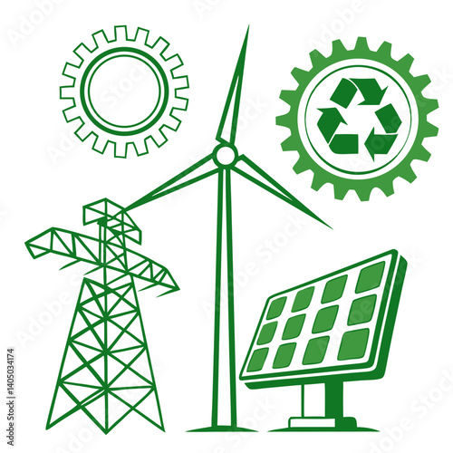 Green Technology Vector Illustration for Eco-Innovation and Sustainability