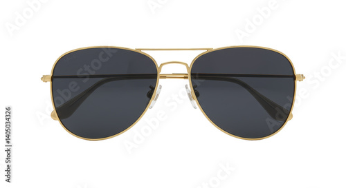 Isolated Aviator Sunglasses with Gold Frame