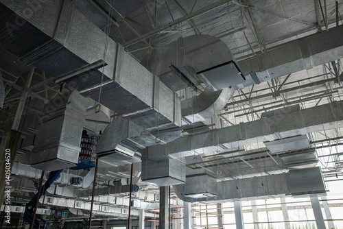 Industrial HVAC duct system in large building