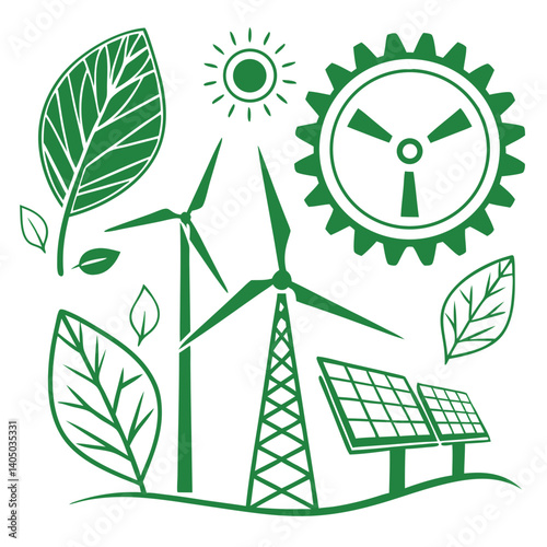Flat Style Green Energy Vector for Environmental and Climate Graphics