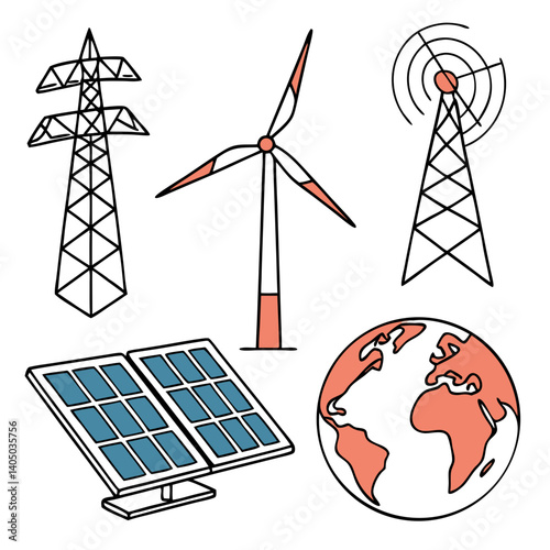 Eco-Friendly Renewable Energy Icons for Sustainable Power Designs