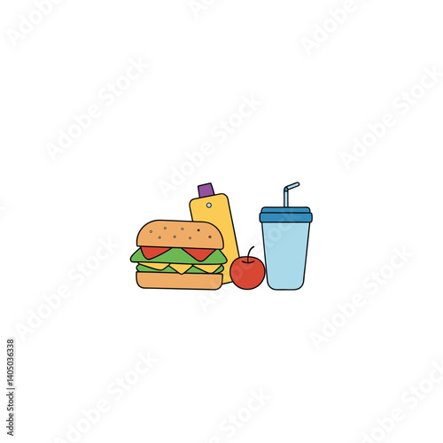 lunch time on white background