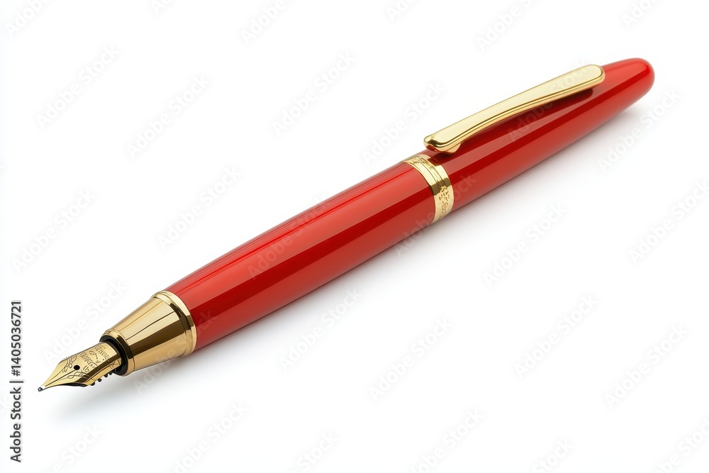 Red pen with gold accents Red pen with gold accents