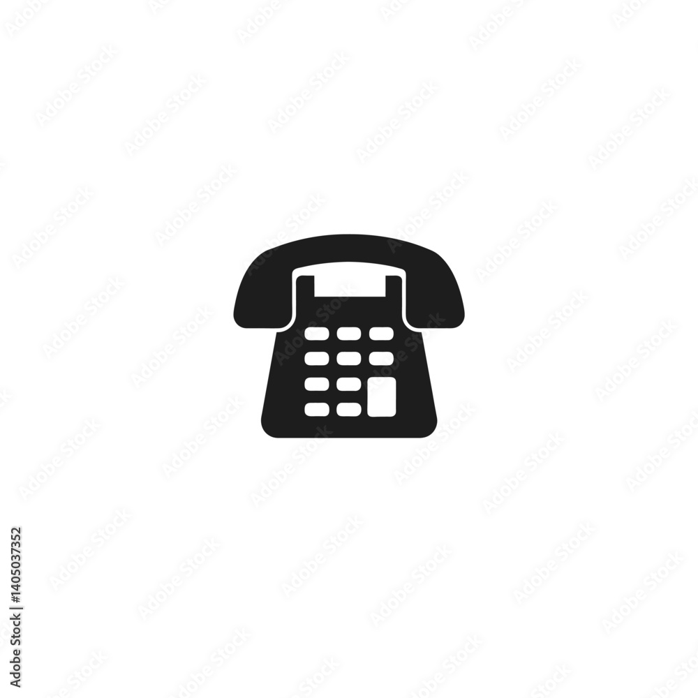 Office phone silhouette on white background Office phone silhouette on white background