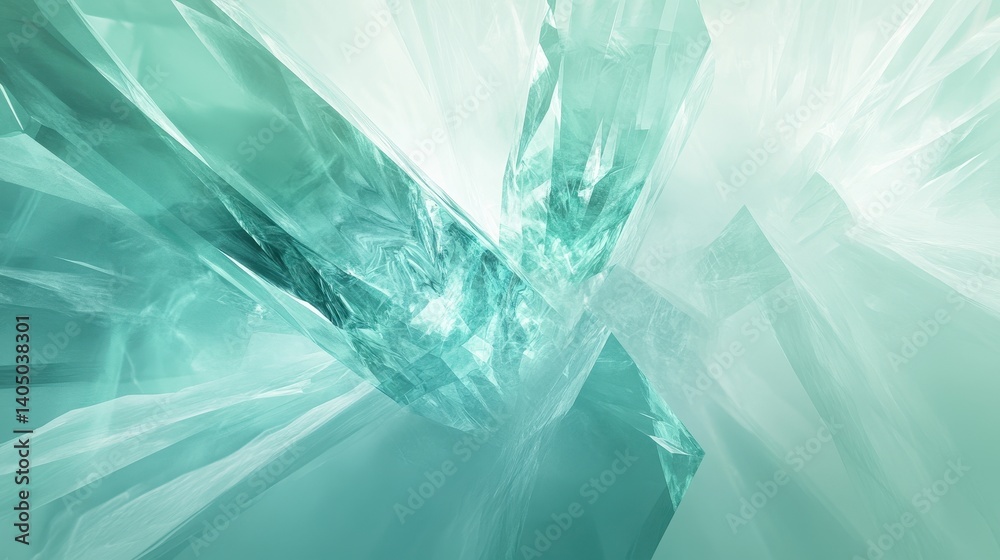 Obraz premium Icy blue-green aquamarine gemstone texture radiating soft light, showcasing crystalline formations with luxurious, smooth reflections