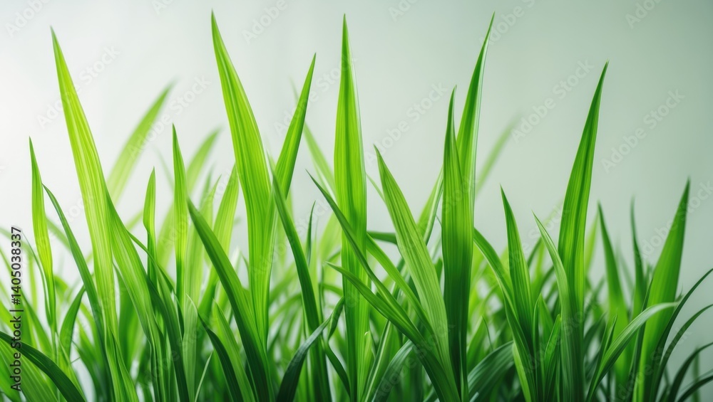 Obraz premium Lush green grass blades in front of a background.