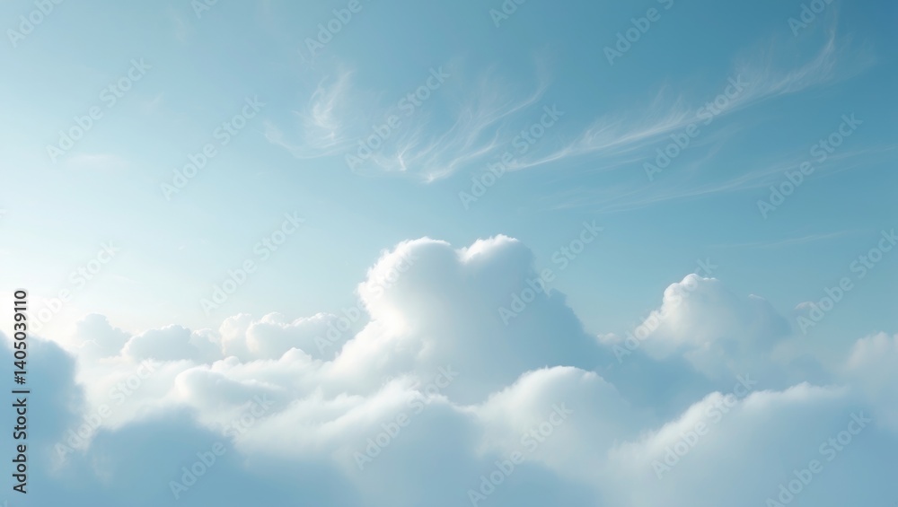 Fototapeta premium Stunning clouds in spring on a sunny day with a blue sky and fluffy white clouds.