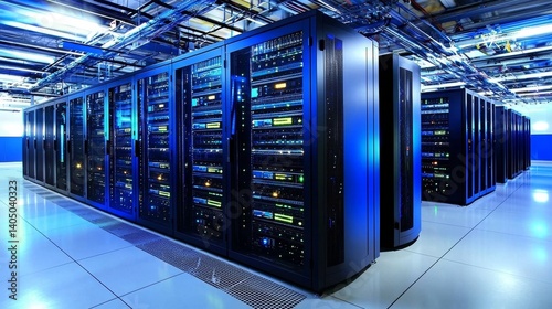 A state-of-the-art datacenter server room equipped for advanced data storage.