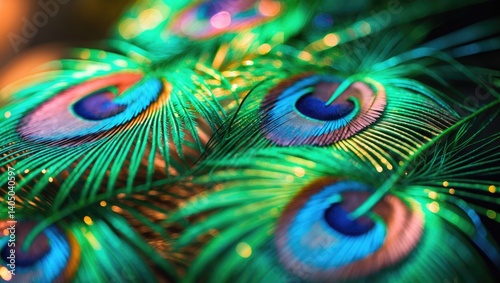 Close-up shot of peacock plumage