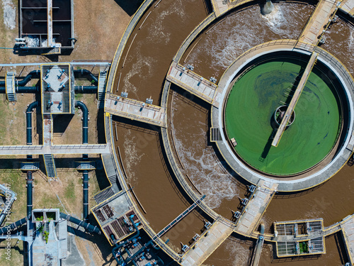 Aerial View of Wastewater Treatment Plant Oxidation Ditch OD