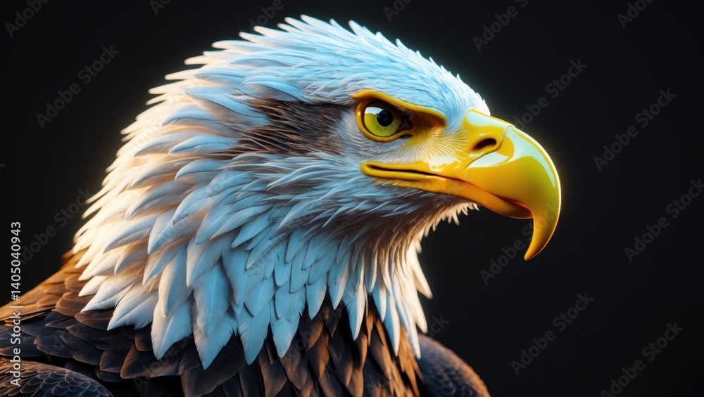 Fototapeta premium Black background with bald eagle