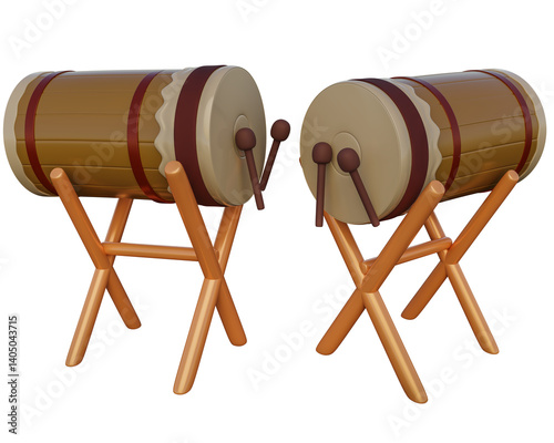 bedug is suitable for 3d islamic holiday content. Realistic 3d design emoji. 3d rendering and 3D illustration