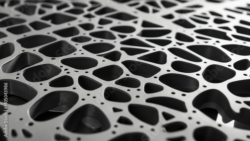 Detailed view of a metal plate featuring an intricate grid design.