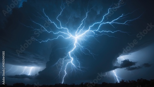 Wallpaper Mural Night Sky Lightning: Thunderstorm with Stormy Dark Clouds and Rainy Conditions Torontodigital.ca