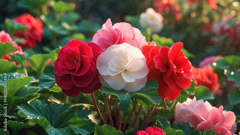 Close-up view of summer-blooming annual garden plants. Close-up view of summer-blooming annual garden plants.