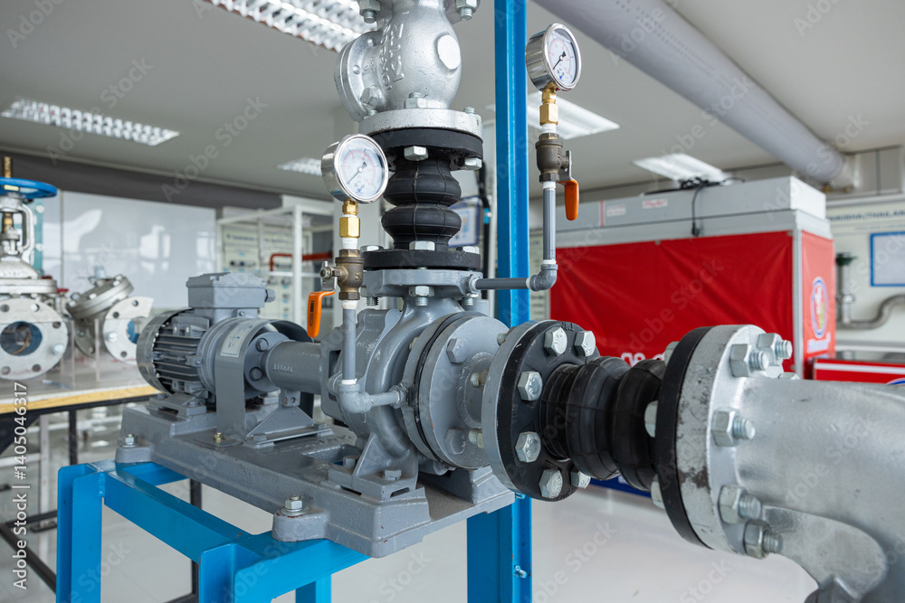 Assembly of water pumps, valves and industrial pipes in factories Assembly of water pumps, valves and industrial pipes in factories