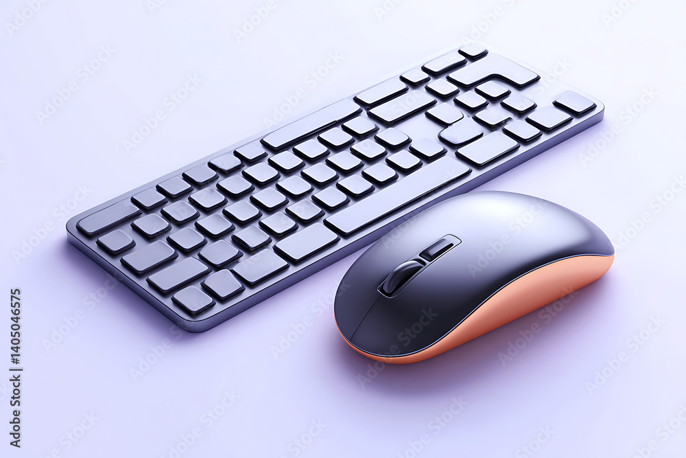 wireless keyboard and vertical mouse 3d render on white background wireless keyboard and vertical mouse 3d render on white background