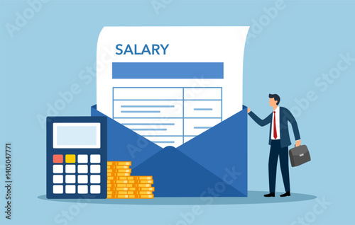 Salary payroll payment concept, invoice sheet, office accounting administrative, employee wages concept vector illustration