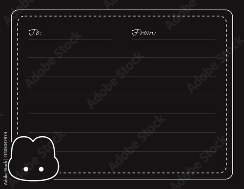  letter template chocolate black white bw bunny icon start shining icon chibi cute adorable kawaii charming whimsical digital download vector