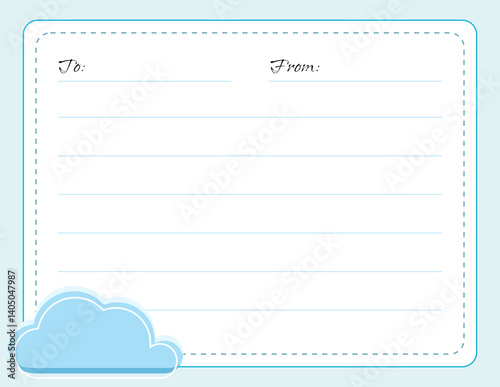 letter template blue cloud icon chibi cute adorable kawaii charming whimsical digital download vector