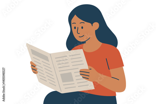woman reading newspaper
