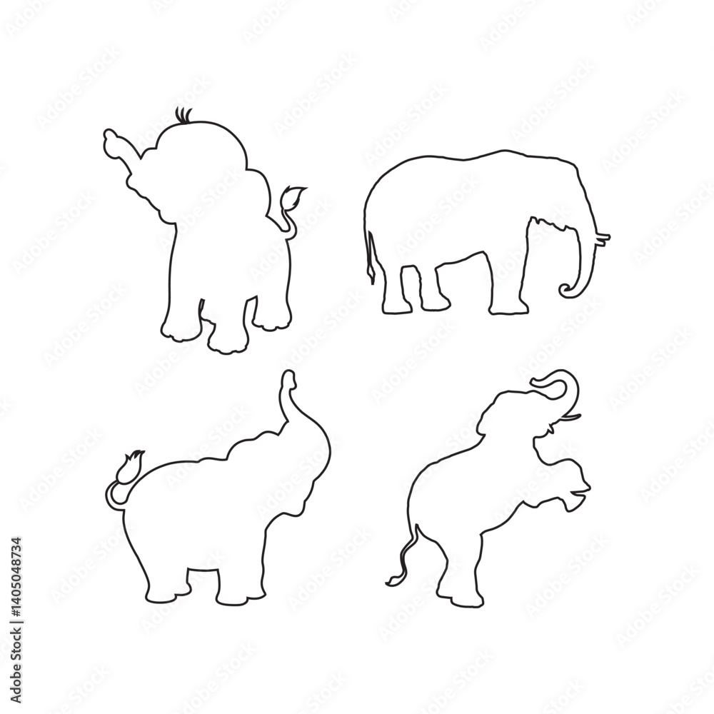 Elephant Vector Set — Animal Outline Collection for Design and Decoration Elephant Vector Set — Animal Outline Collection for Design and Decoration
