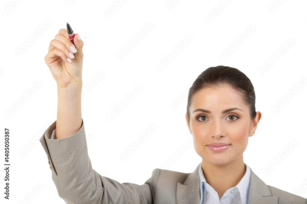 Professional woman writing or drawing with a marker in a business setting for creative presentations and discussions Professional woman writing or drawing with a marker in a business setting for creative presentations and discussions