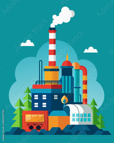 The wastetoenergy plant is constantly innovating now utilizing the latest technology to capture and store excess heat generated during the incineration process. This heat is then. Vector illustration