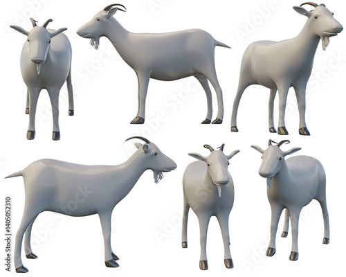 goat various rotation elements of international Islamic holidays and suitable for Eid al-Adha. Realistic 3d design emoji. 3d rendering and 3d illustration